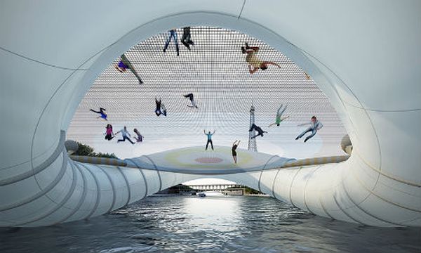 Inflatable jumpable bridge in Paris