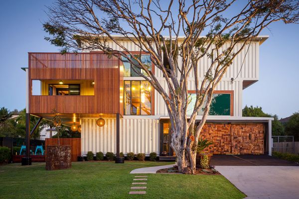 Weekend house made from 31 shipping containers